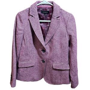 Women's Talbots Multi Color Houndstooth Blazer Riding Jacket Wool Career classic